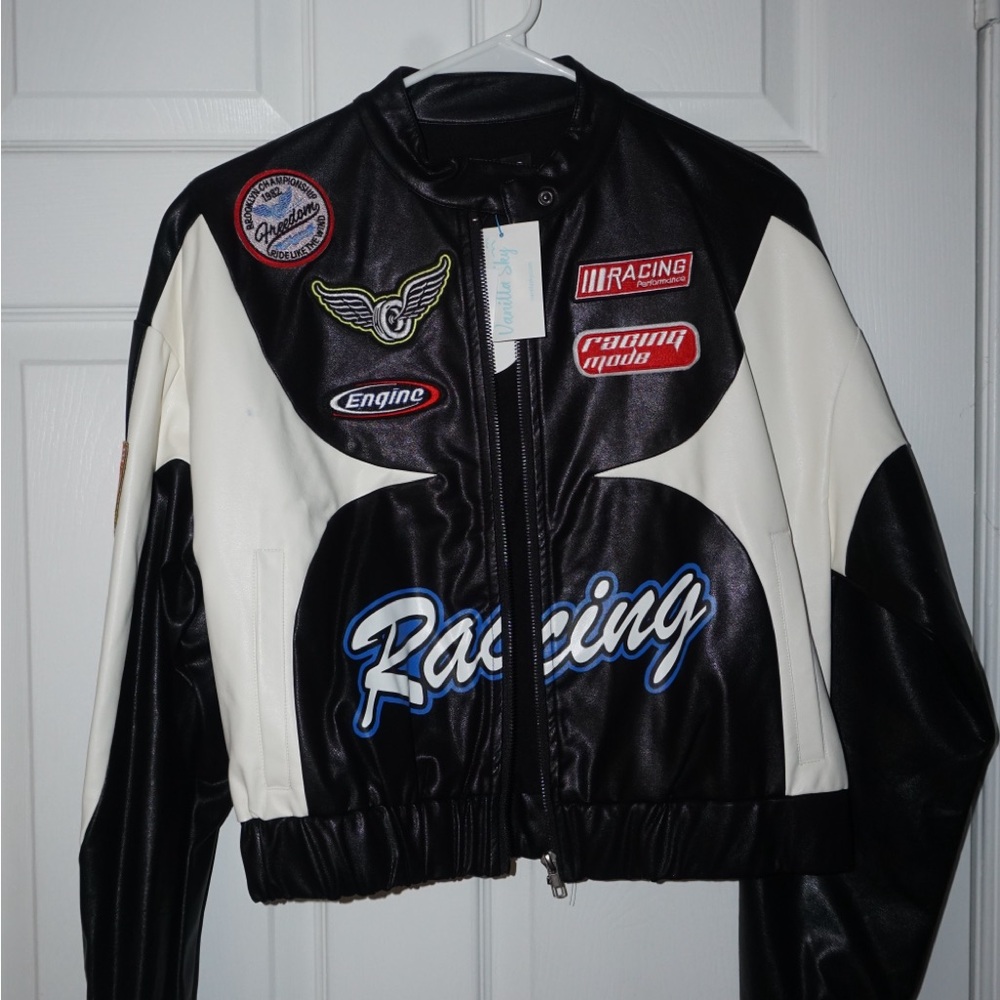 Racing Style Black and White Jacket